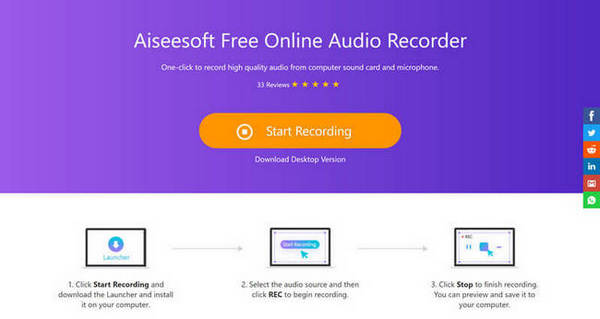 aiseesoft บันทึกเสียงฟรี