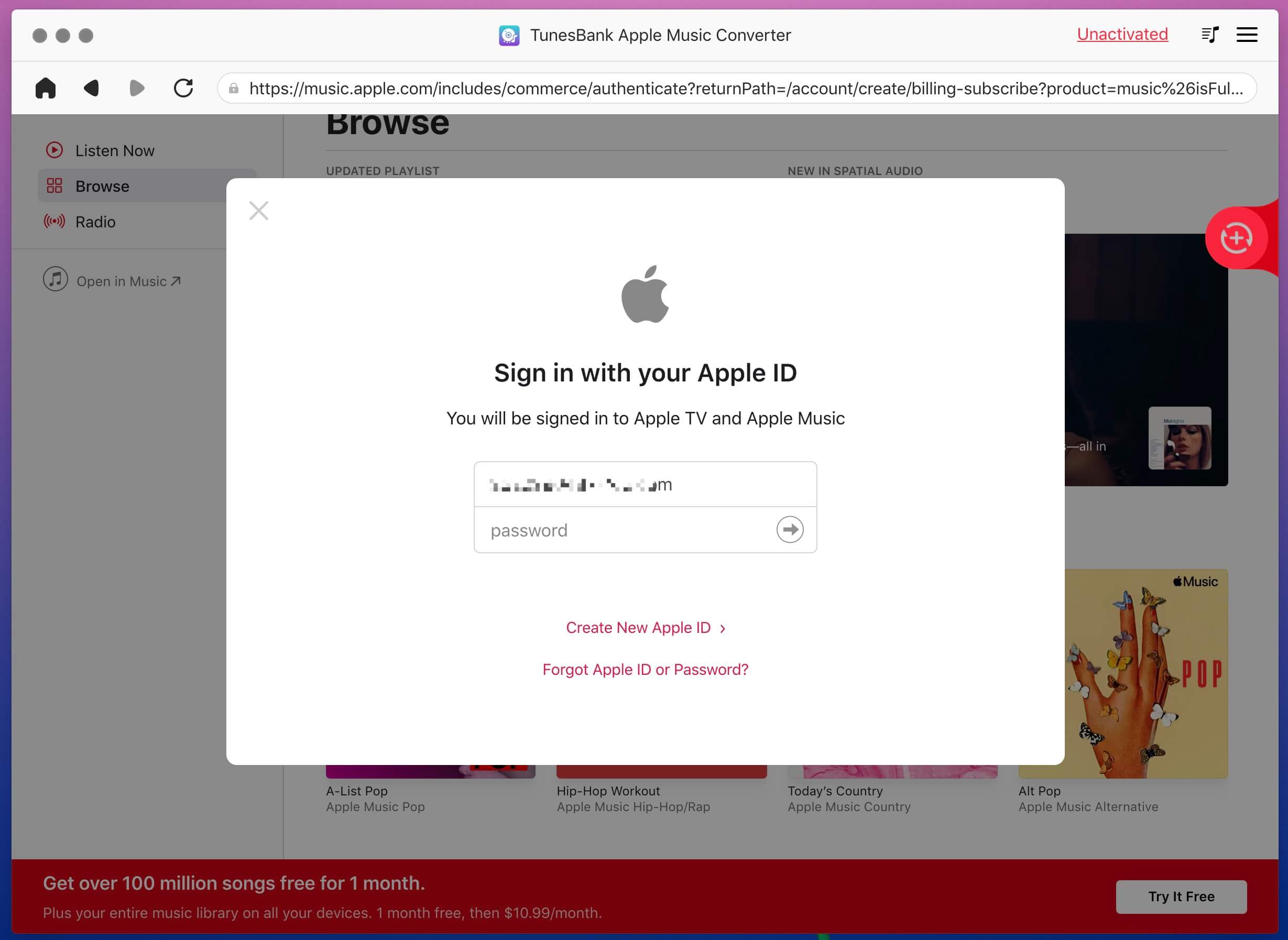 sign in apple music web player