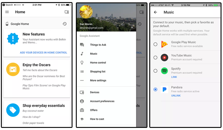 connect pandora to google home