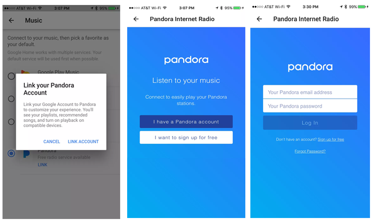 collega pandora a google home