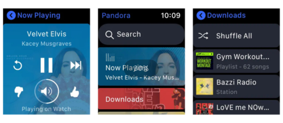 jugar pandora sin conexión en apple watch