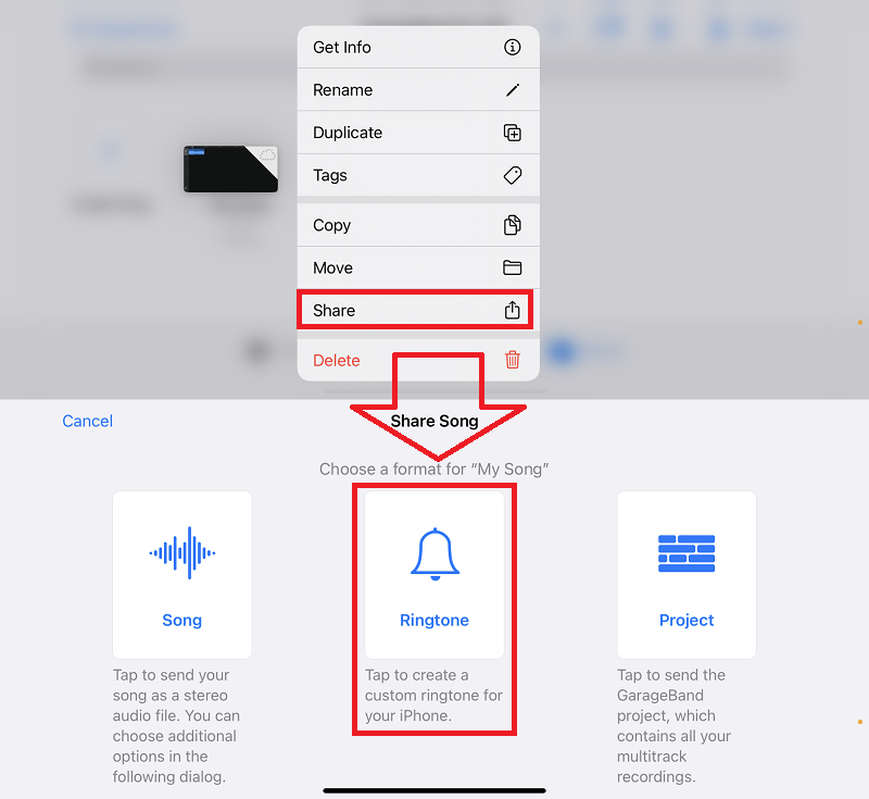 share pandora song as ringtone on GarageBand