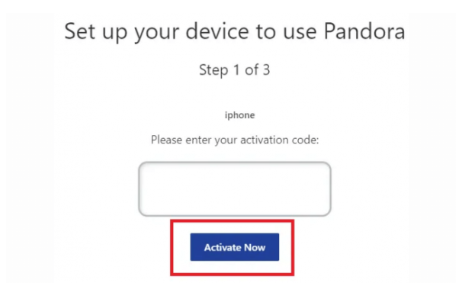 Apple TV에서 Pandora 활성화 코드