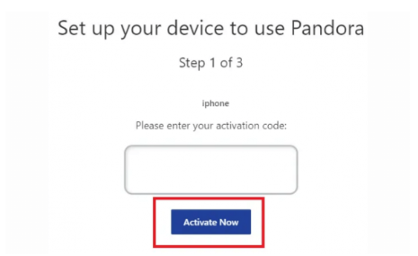 Pandora activate code on Apple TV