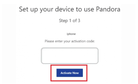 Pandora mengaktifkan kod pada Apple TV