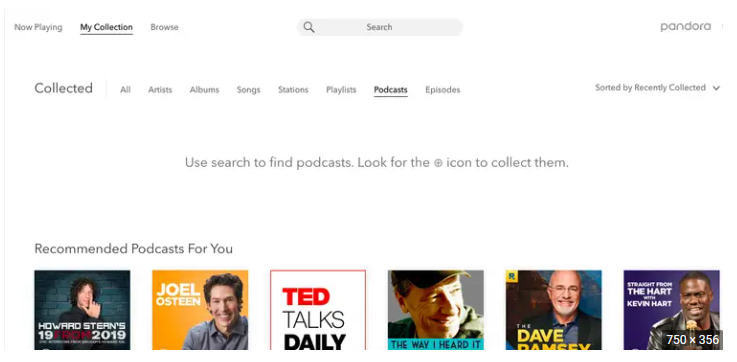 add podcasts to Pandora library