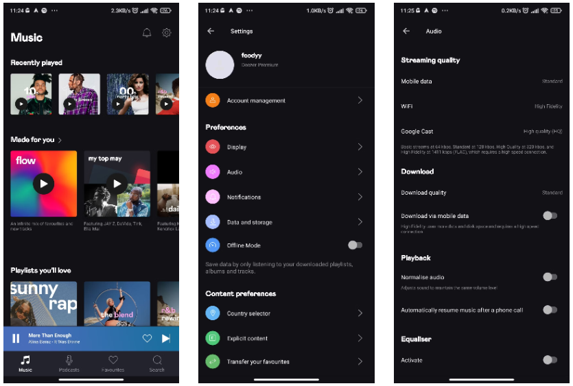 change hifi quality in deezer app