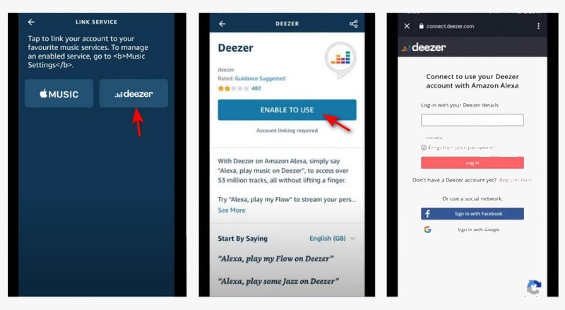 enable deezer on alexa app