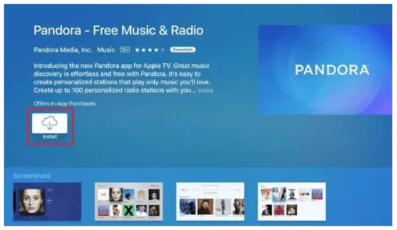 instalar Pandora na Apple TV