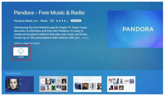 Apple TV に Pandora をインストールする