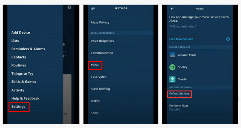 set deezer as default music on alexa app