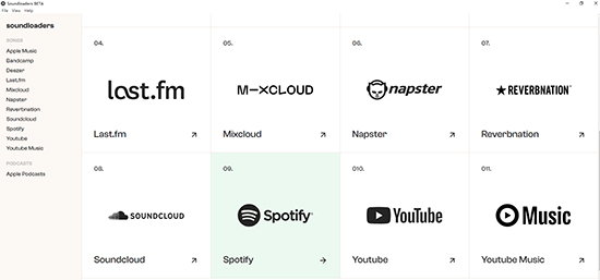 Soundloader wählen Spotify