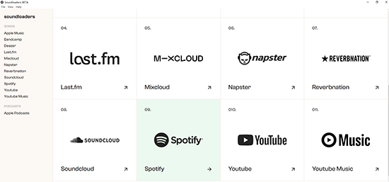 carregadores de som selecione spotify