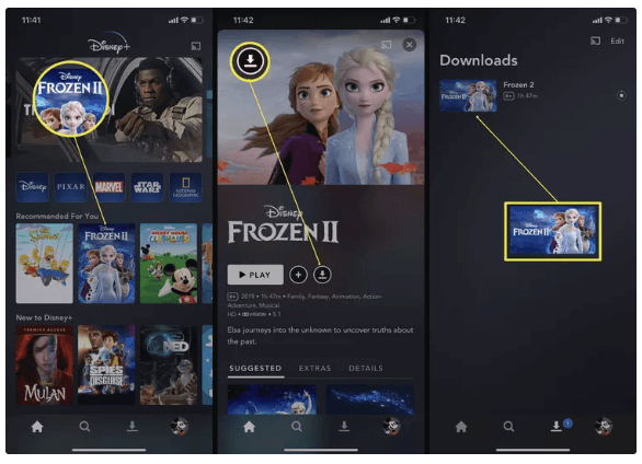 Disney+ の動画を iPhone にダウンロードする