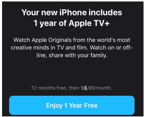 наслаждайтесь Apple TV 1 год бесплатно