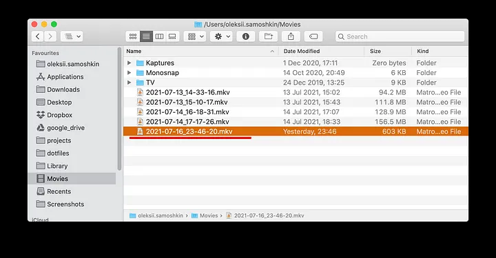 find output video files on Mac