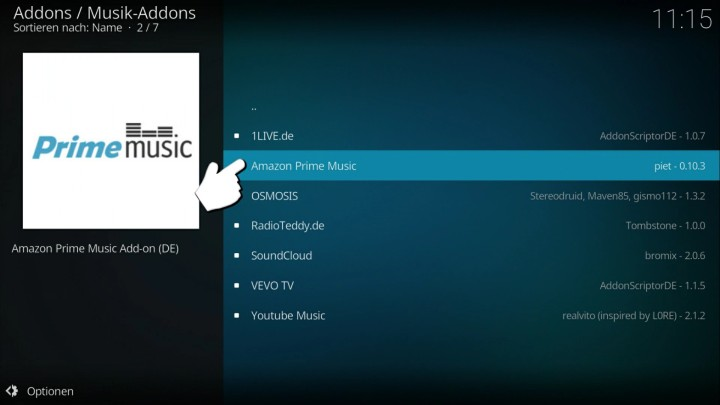 install amazon prime music on kodi