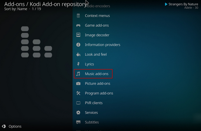 kodi music add-ons
