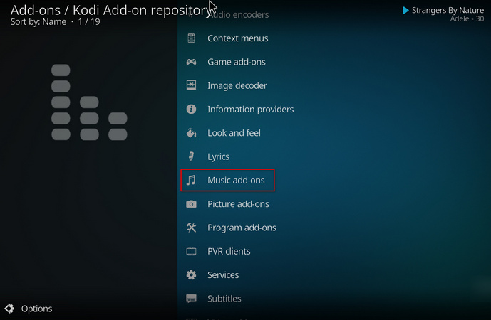 Kodi-muziekadd-ons