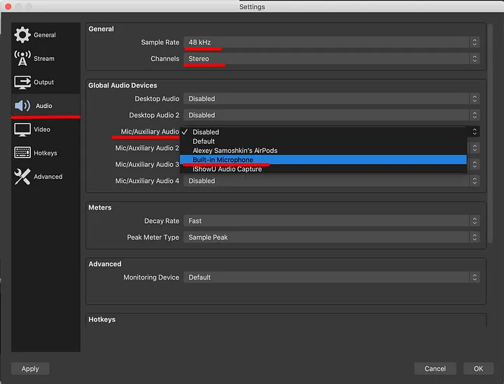 output audio of OBS on Mac