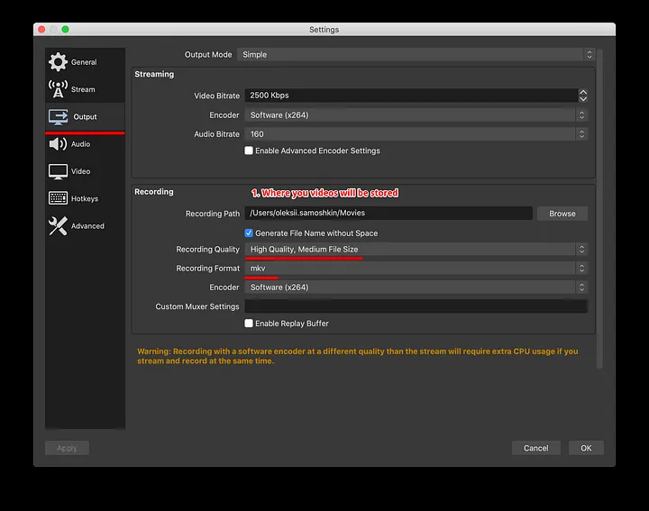 output format OSB on Mac