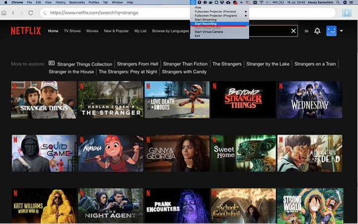 record netflix on mac via OBS