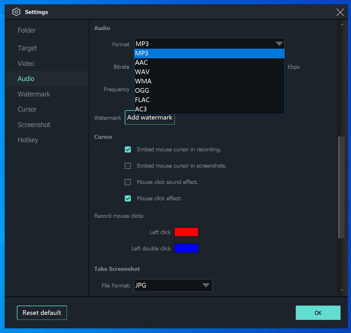 pilih format audio