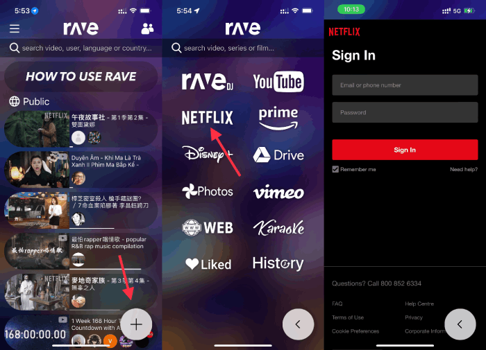 استخدم Rave لدفق مقاطع فيديو Netflix