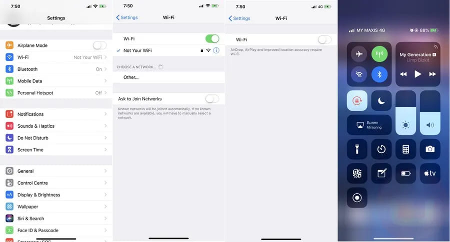 turn off wifi on iphone