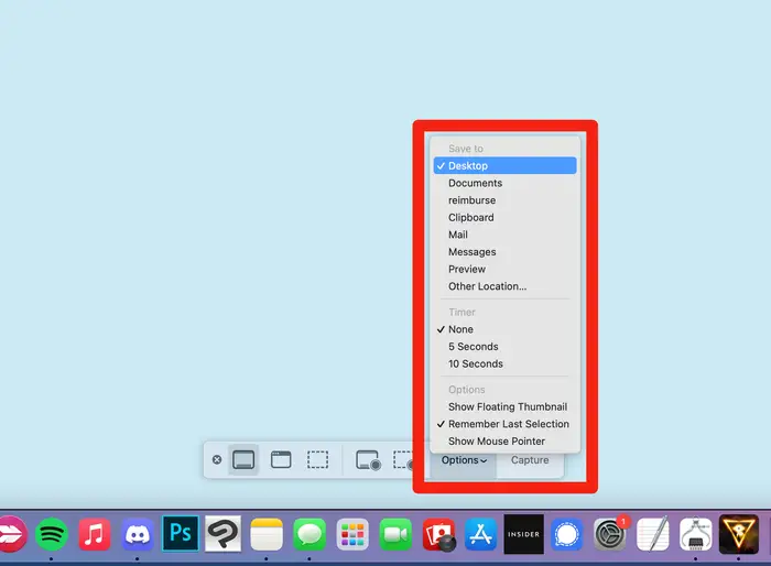 Screenshot options