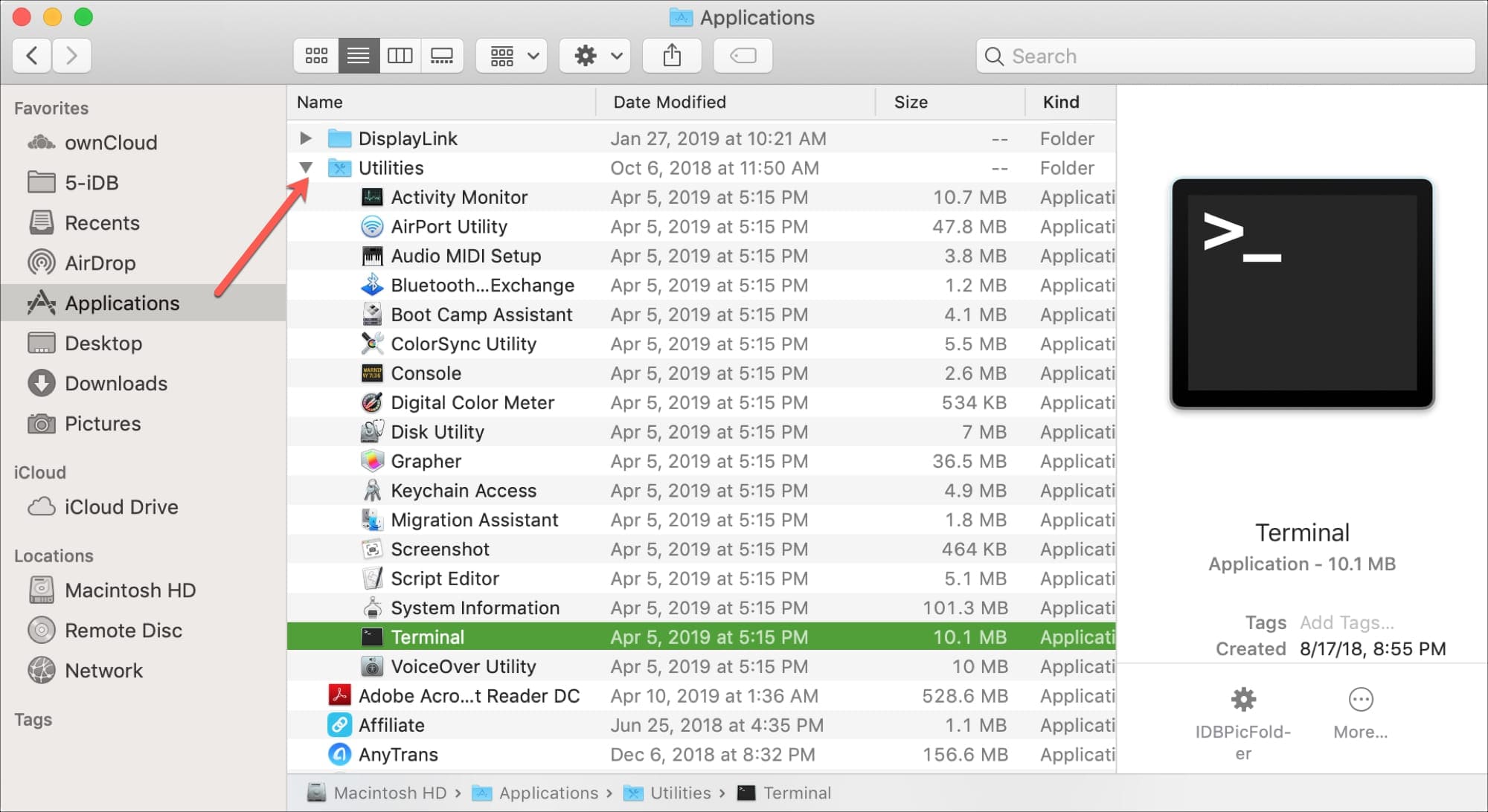 Terminal on Mac