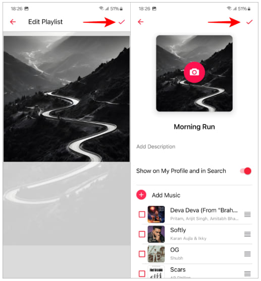 borító hozzáadása az Apple Music lejátszási listához androidon