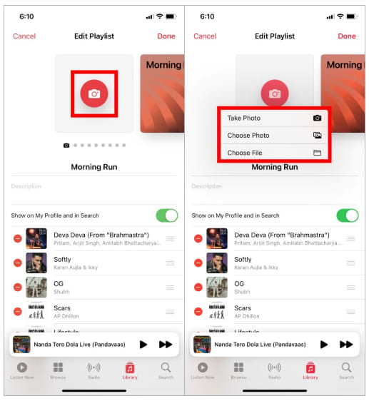 add photo to apple music playlist cover