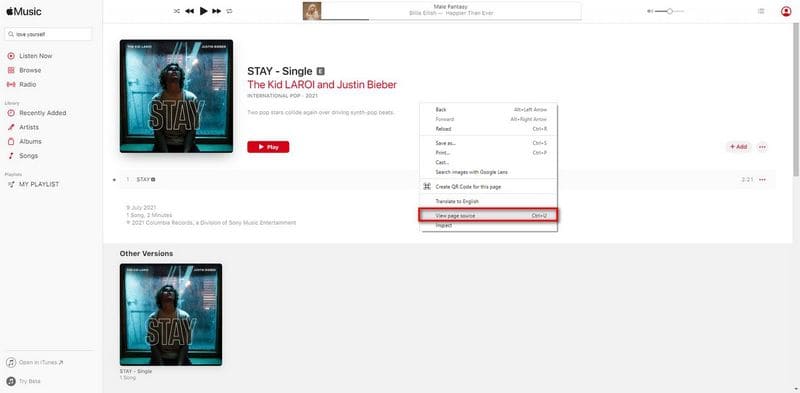 download music cover art from apple music web player
