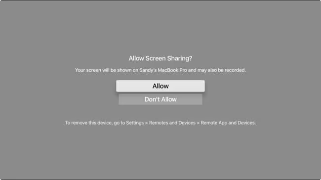 Apple TV 4K-Bildschirmfreigabe
