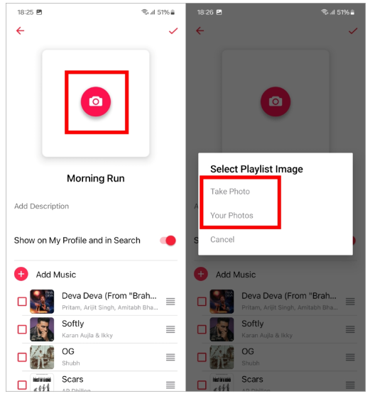 tukar muka depan senarai main muzik epal pada android