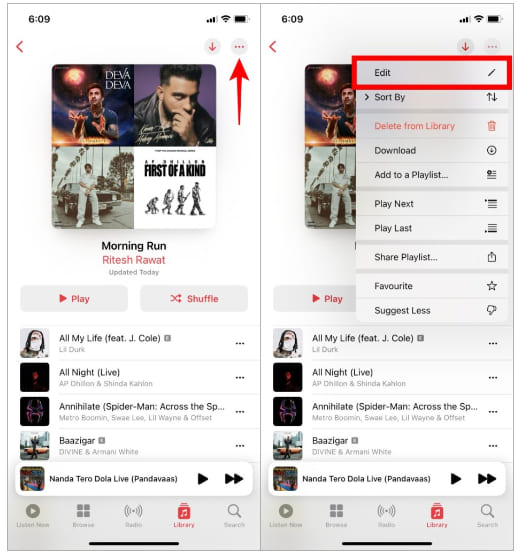 редактировать обложку плейлиста Apple Music на iPhone