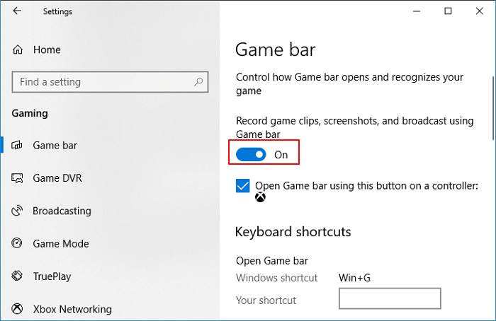 enable game bar