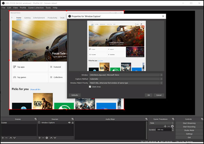 preview window in OBS PC