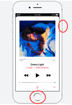 screenshot della grafica musicale di Apple su iPhone 8