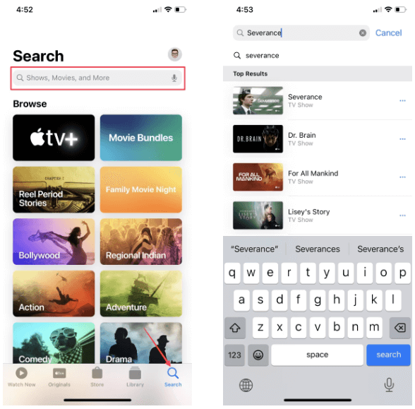 search movie on apple tv plus