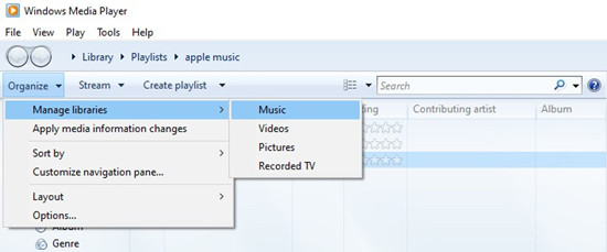 elma müzik şarkılarını Windows Media Player'a aktar