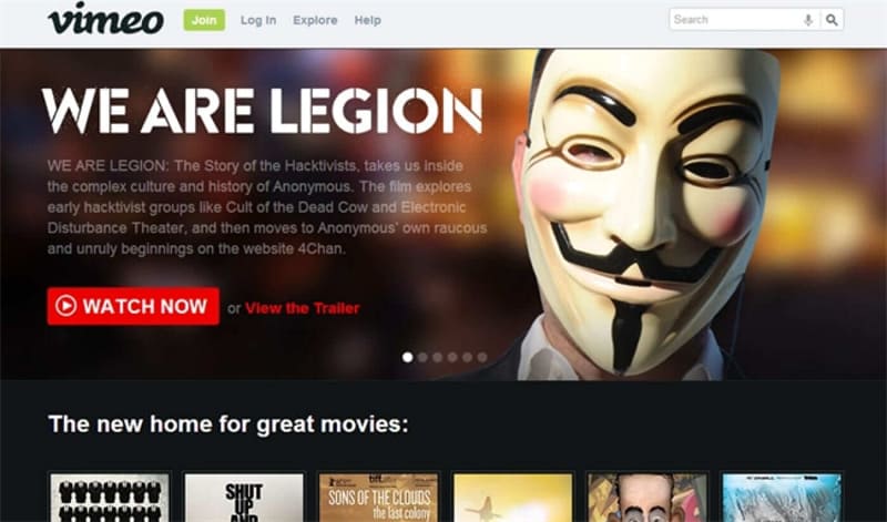 best movie site: Vimeo