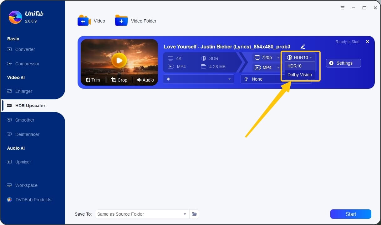 convert sdr to hdr video