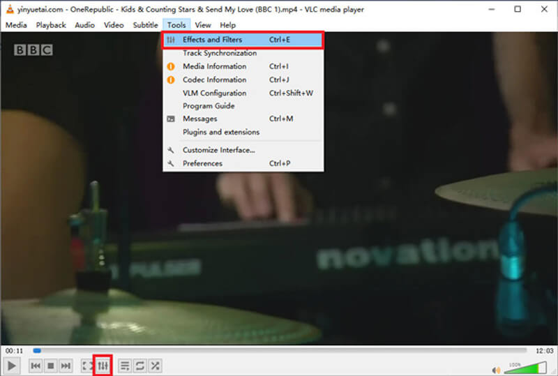 filter effect in vlc