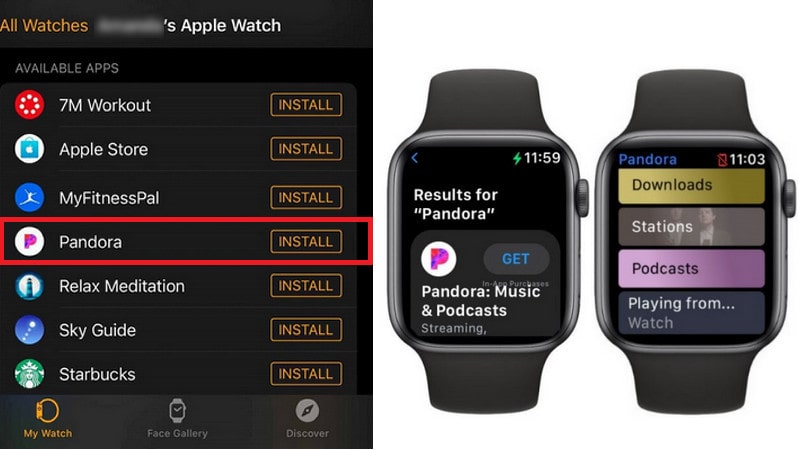 pandora on apple watch