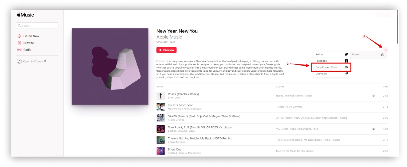 copy apple music link