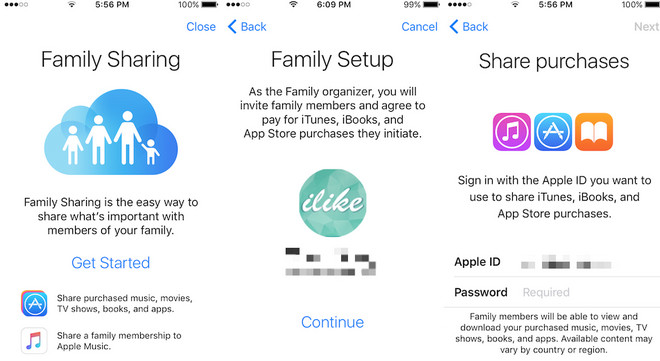 family share setup