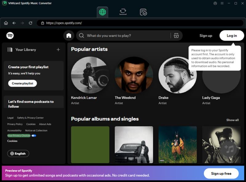 log in to spotify account