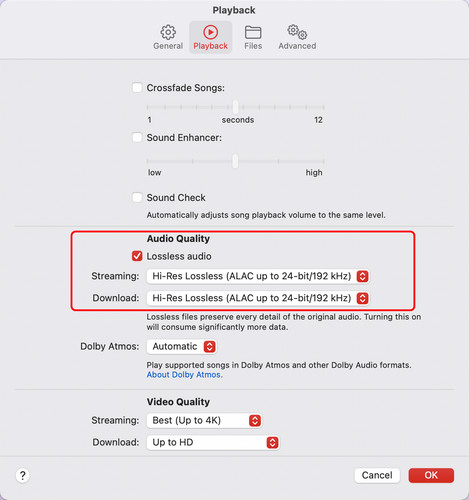 enable Apple Music Lossless on Mac
